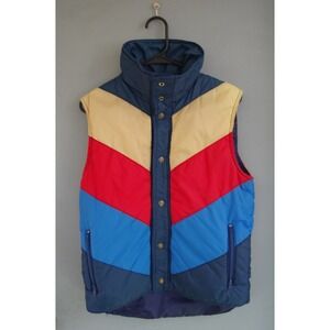 Vintage Puffer Vest Be in the Current Seen EUC Blue Red Yellow Korea S